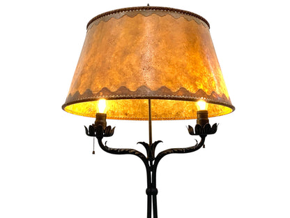 Spanish Revival Wrought Iron Lamp with Mica Shade #2539