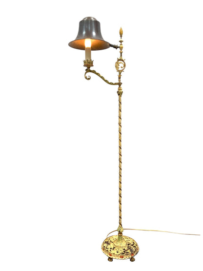 1920s Floor lamp with Original Paint Finish Brass Shade #2538
