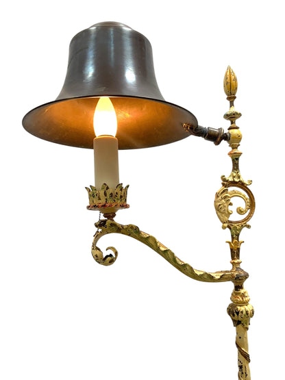 1920s Floor lamp with Original Paint Finish Brass Shade #2538