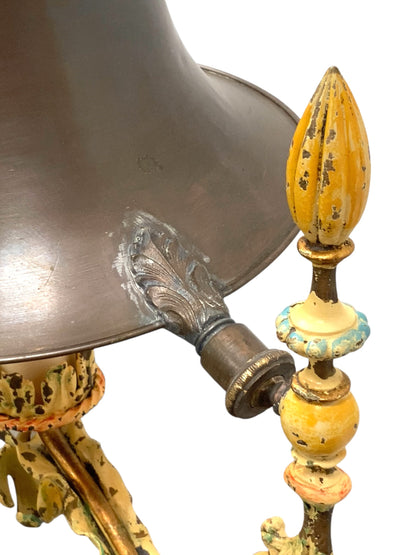 1920s Floor lamp with Original Paint Finish Brass Shade #2538