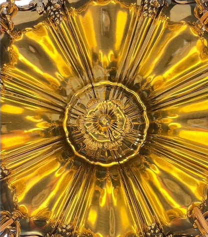 Polished Brass Sheffield Light with Grapevines and 8 Steuben Art Glass Shades #2564