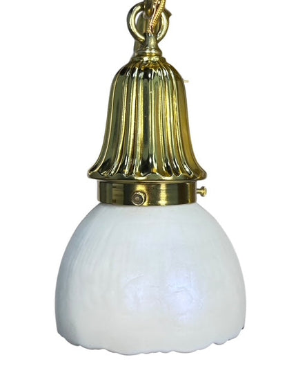 Polished Brass Sheffield Light with Grapevines and 8 Steuben Art Glass Shades #2564