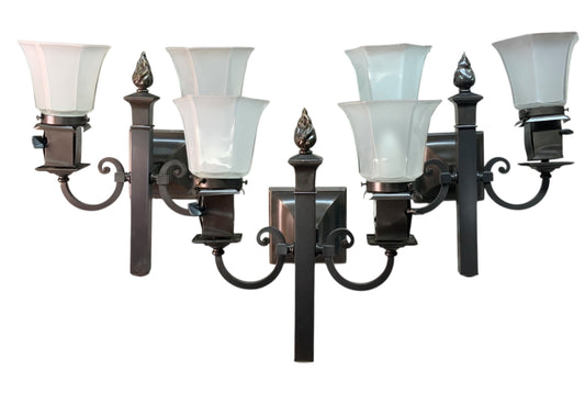 Set of Three Beardslee Arts and Crafts Sconces with Hexagonal Shades #2565