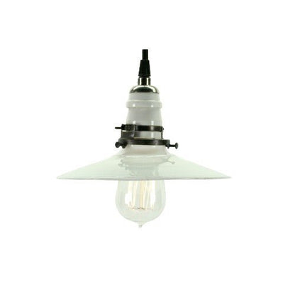 Small Utilitarian Milk Glass Flat White Pendant #2084