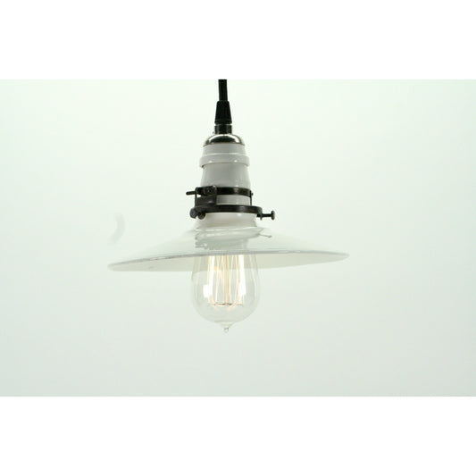 Small Utilitarian Milk Glass Flat White Pendant #2084