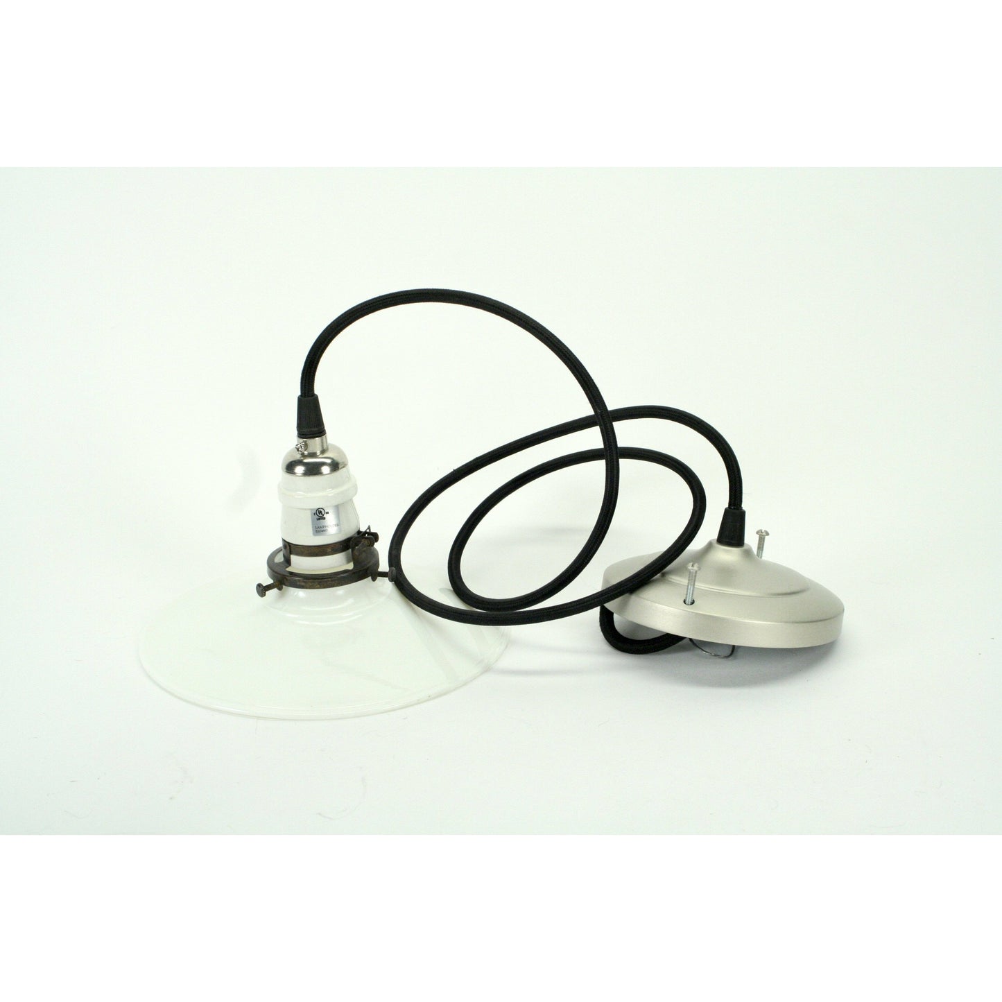 Small Utilitarian Milk Glass Flat White Pendant #2084