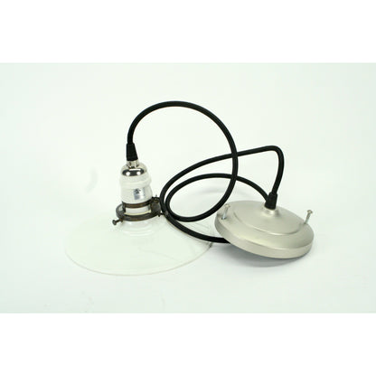 Small Utilitarian Milk Glass Flat White Pendant #2084