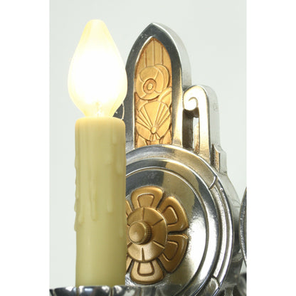 PAIR Polished Lincoln Art Deco Sconces #2106