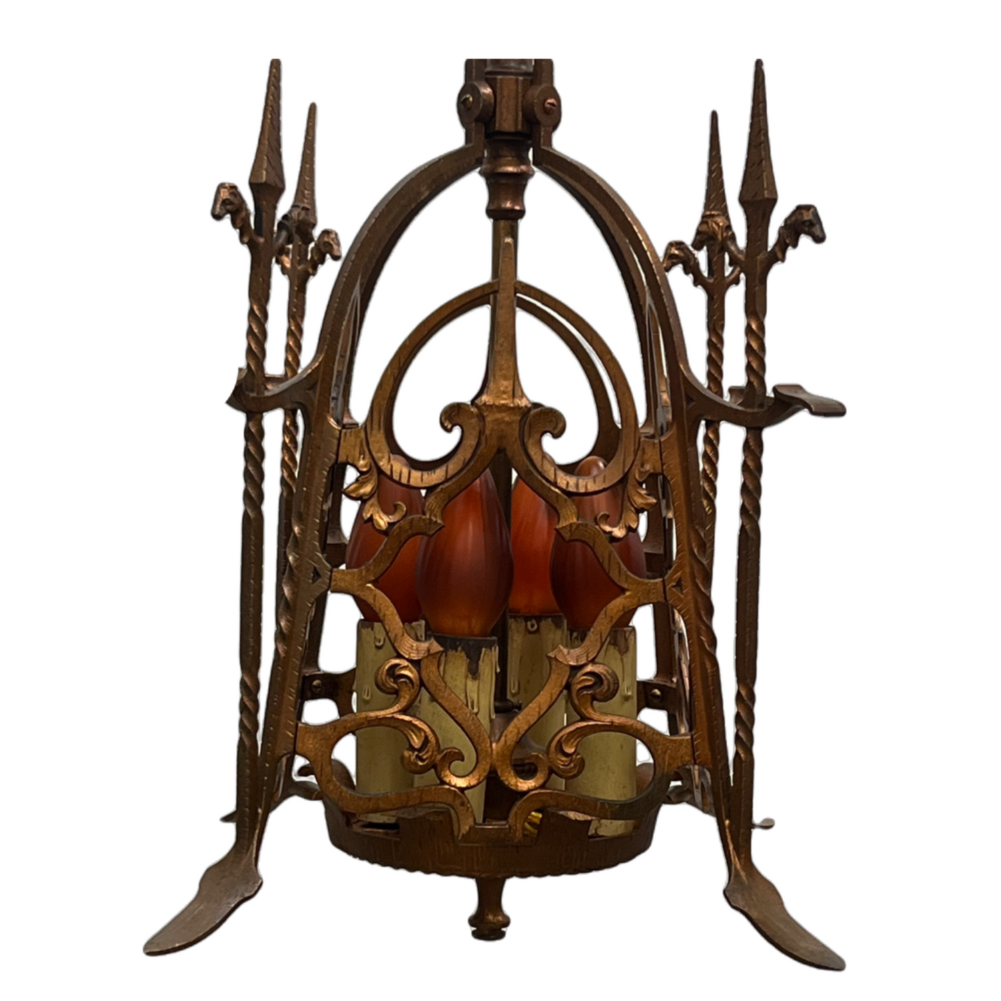 Spanish Revival Square Four Light in Red Brass #2426