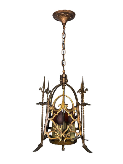 Spanish Revival Square Four Light in Red Brass #2426