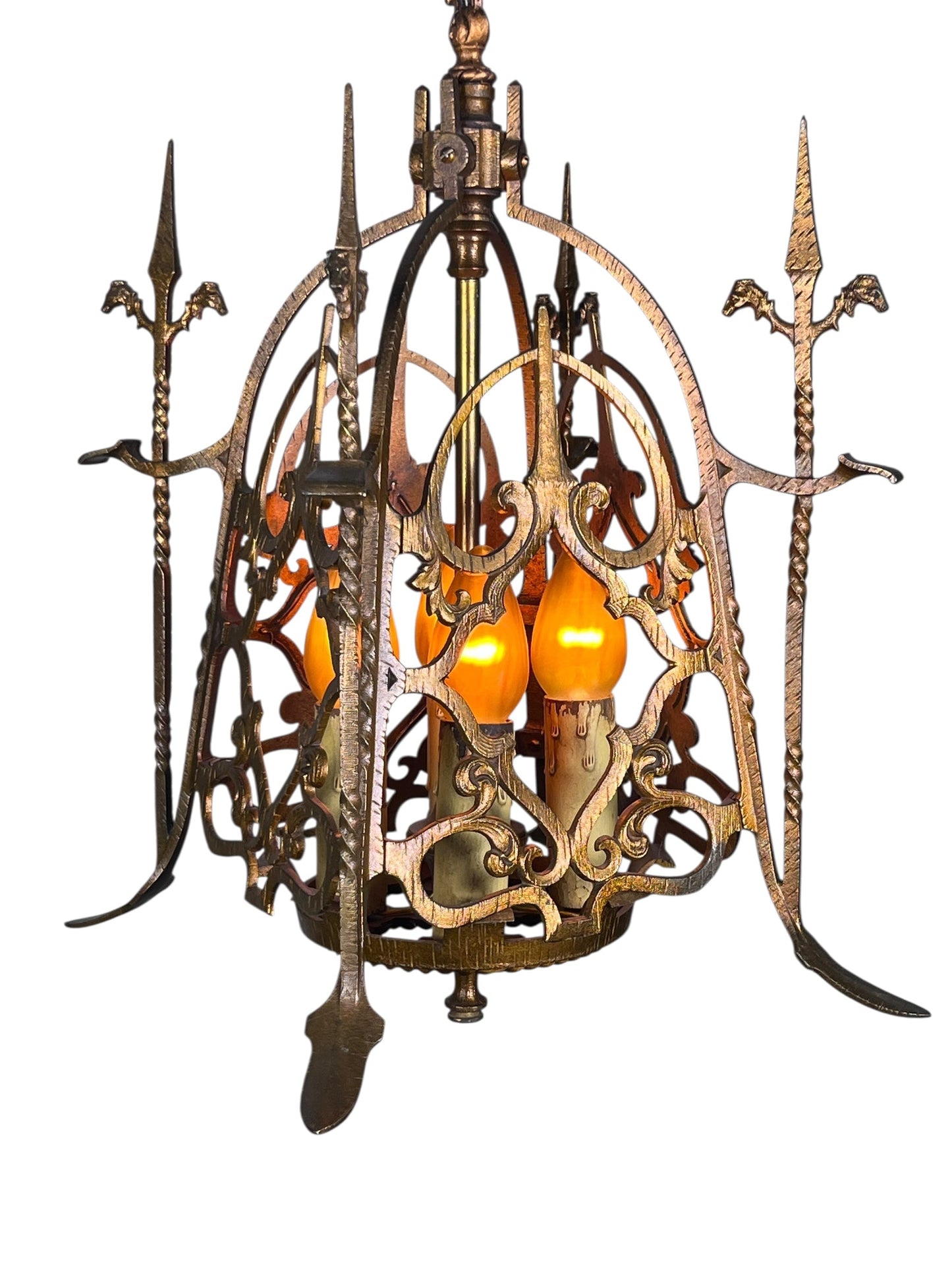 Spanish Revival Square Four Light in Red Brass #2426