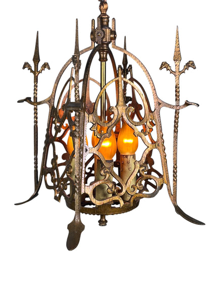 Spanish Revival Square Four Light in Red Brass #2426