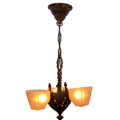 1932 "Norwich" 3 Light Slip Shade by Moe Bridges with Original Copper Finish #2434