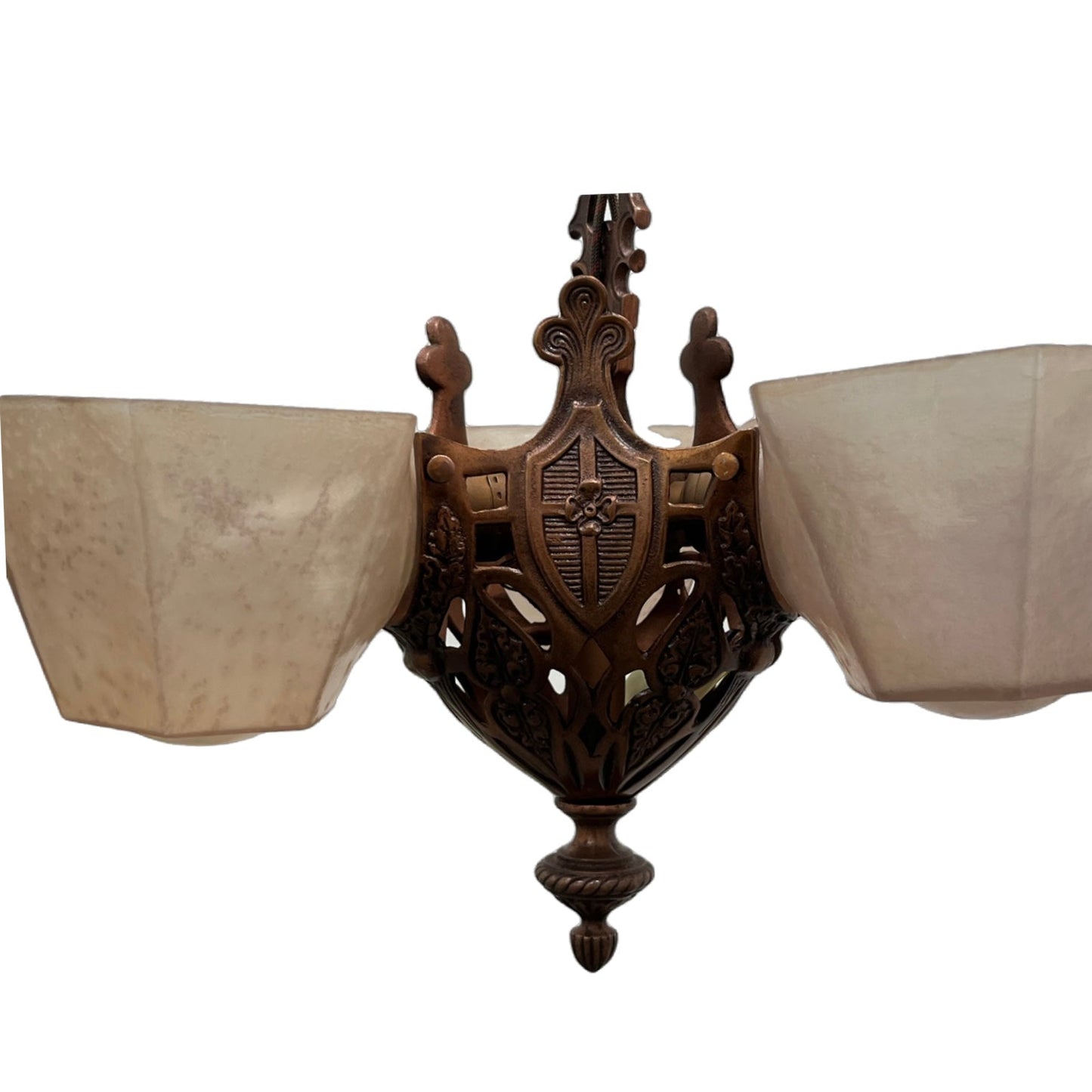 1932 "Norwich" 3 Light Slip Shade by Moe Bridges with Original Copper Finish #2434