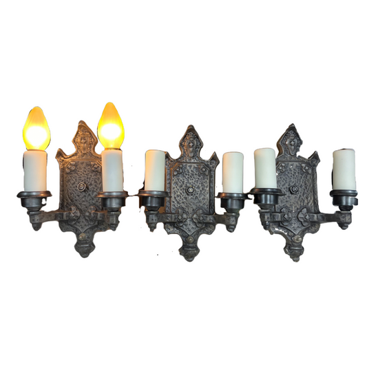 One (of Three) Hammered Spanish Revival or Craftsman Wall Sconces #2443
