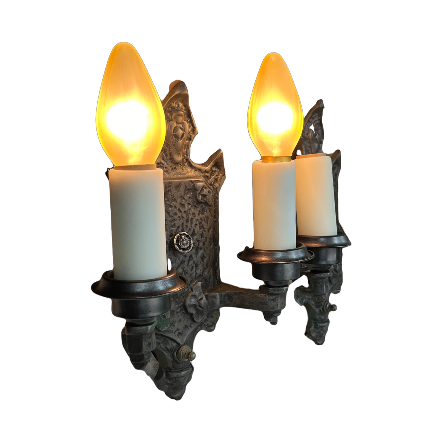 One (of Three) Hammered Spanish Revival or Craftsman Wall Sconces #2443