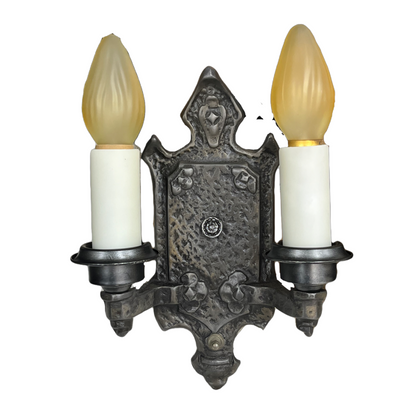 One (of Three) Hammered Spanish Revival or Craftsman Wall Sconces #2443