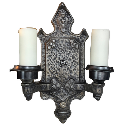 One (of Three) Hammered Spanish Revival or Craftsman Wall Sconces #2443