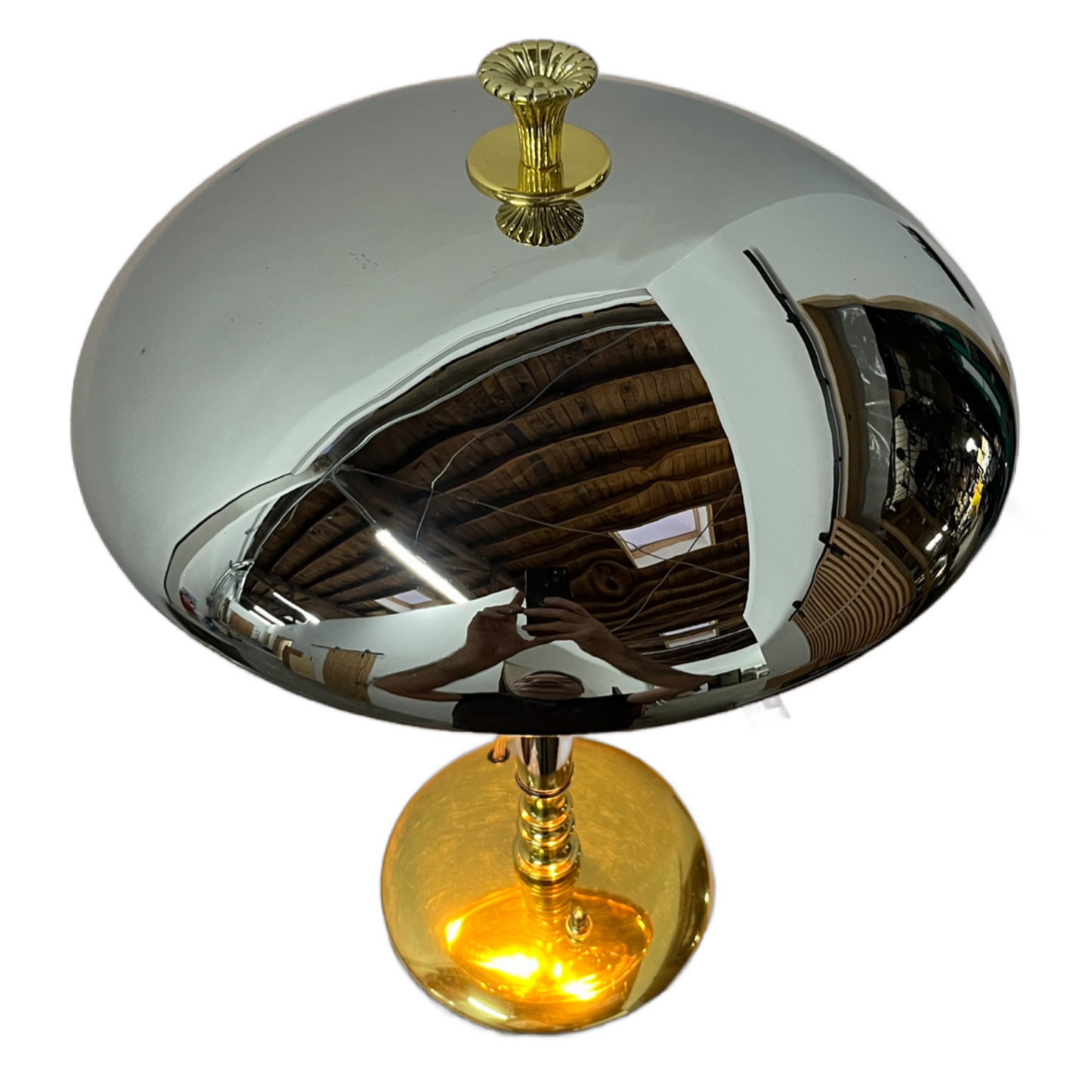 Art Deco Table Lamp in Polished Nickel and Brass #2514