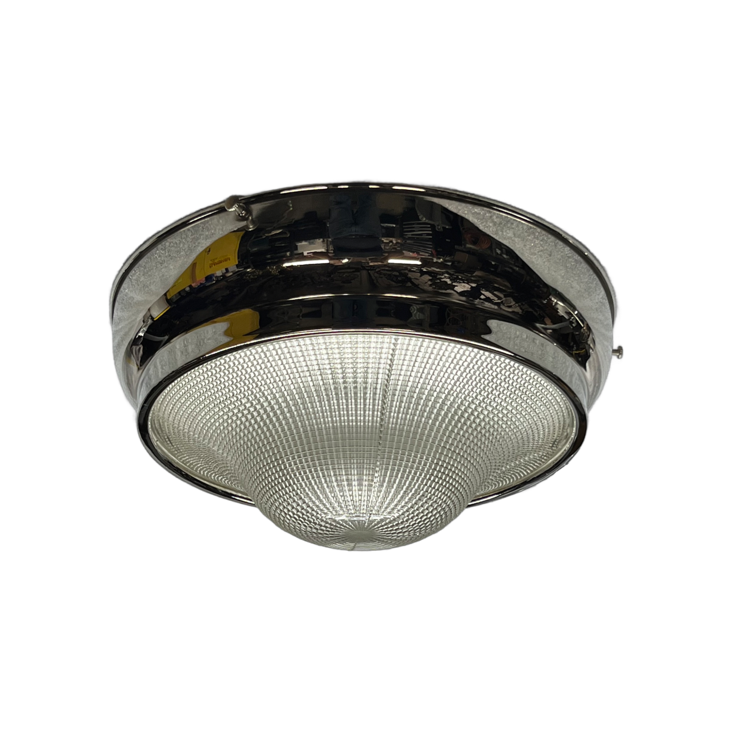 One of Four Flush Mount Holophane in Polished Nickel #2526