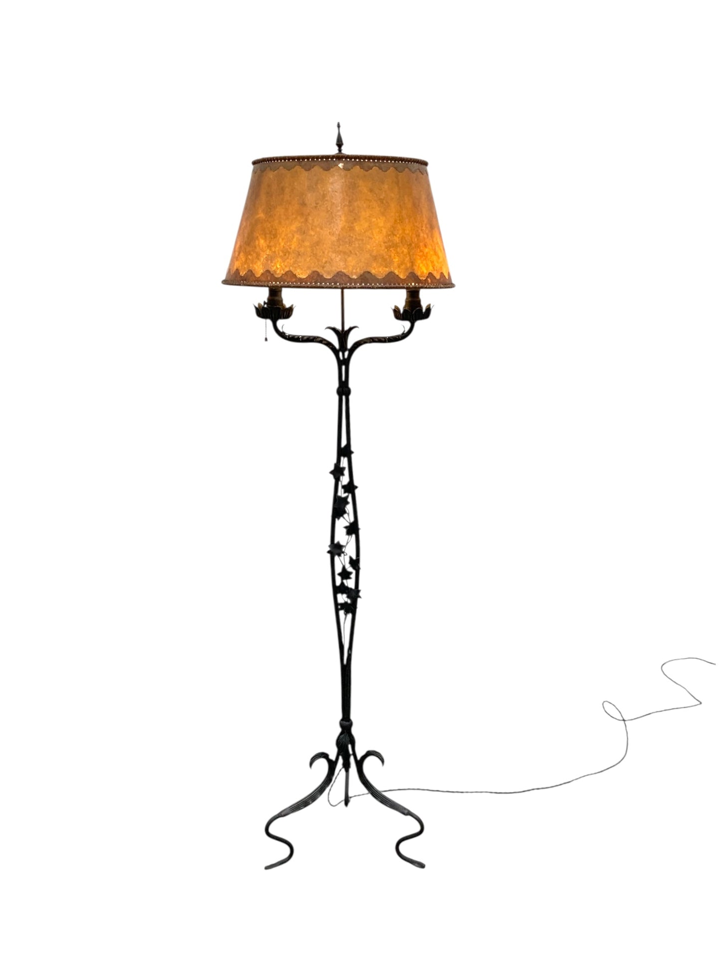Spanish Revival Wrought Iron Lamp with Mica Shade #2539