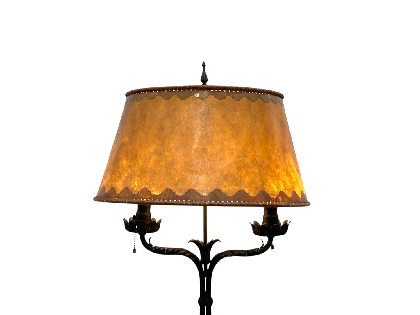 Spanish Revival Wrought Iron Lamp with Mica Shade #2539
