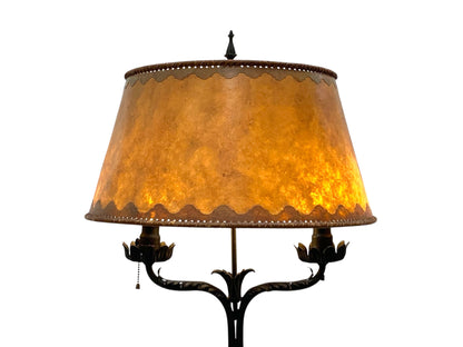 Spanish Revival Wrought Iron Lamp with Mica Shade #2539