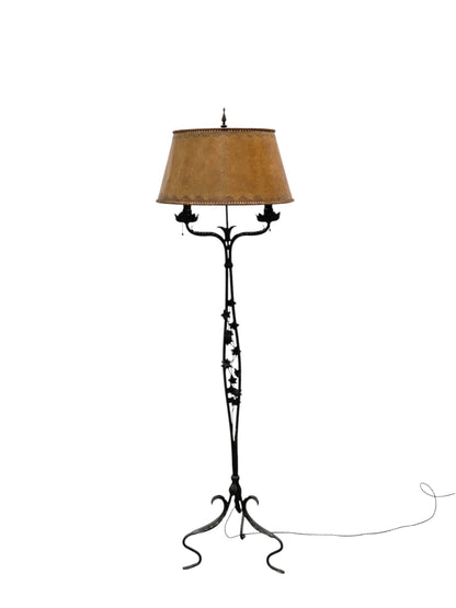 Spanish Revival Wrought Iron Lamp with Mica Shade #2539