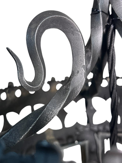 Vintage Spanish Revival Exterior Pendant Light with Original Leaded Glass #2543