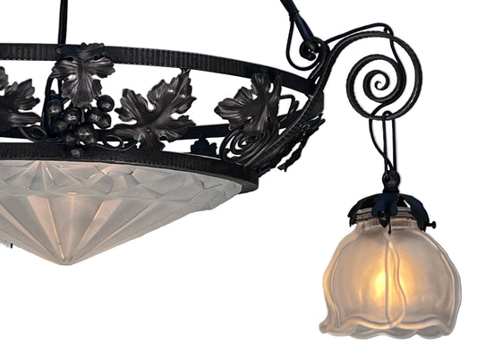 1920s French Art Deco Chandelier with Bunches of Grapes #2554