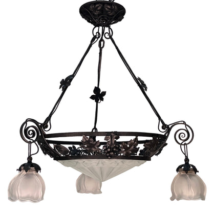 1920s French Art Deco Chandelier with Bunches of Grapes #2554