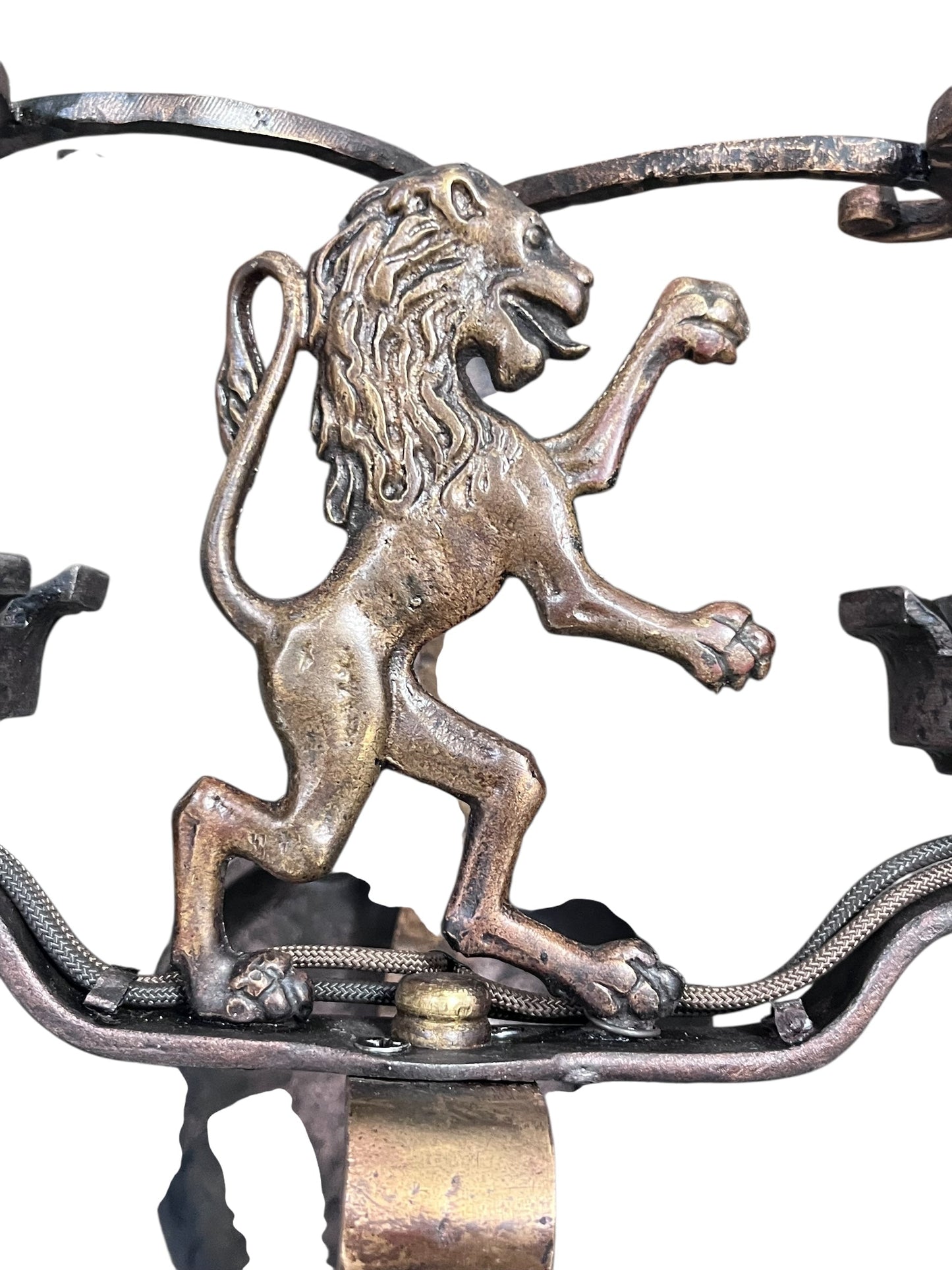 Set of 3 Huge Iron and Bronze Spanish Revival Wall Sconces #2574