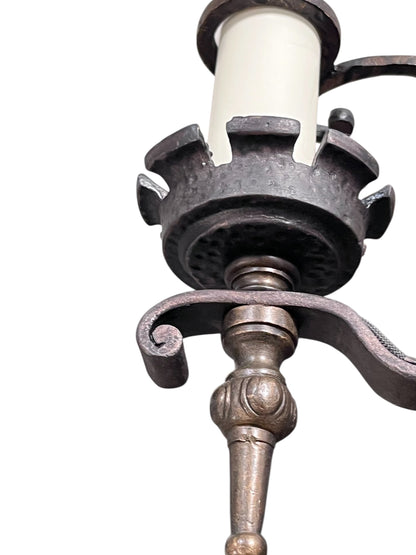 Set of 3 Huge Iron and Bronze Spanish Revival Wall Sconces #2574