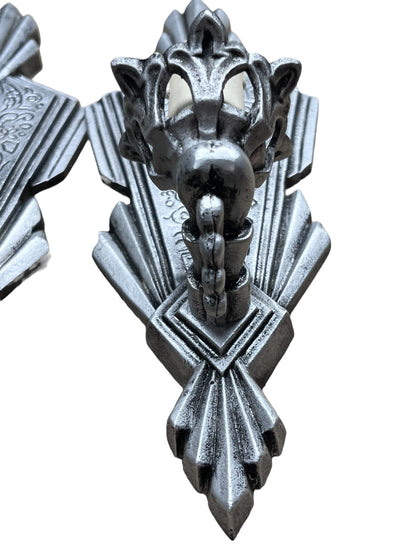 Silver Art Deco Wall Sconces with Candles #2576