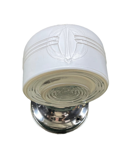 Art Deco Bathroom or Kitchen Sconce with Vintage Polished Nickel Fitter #2402