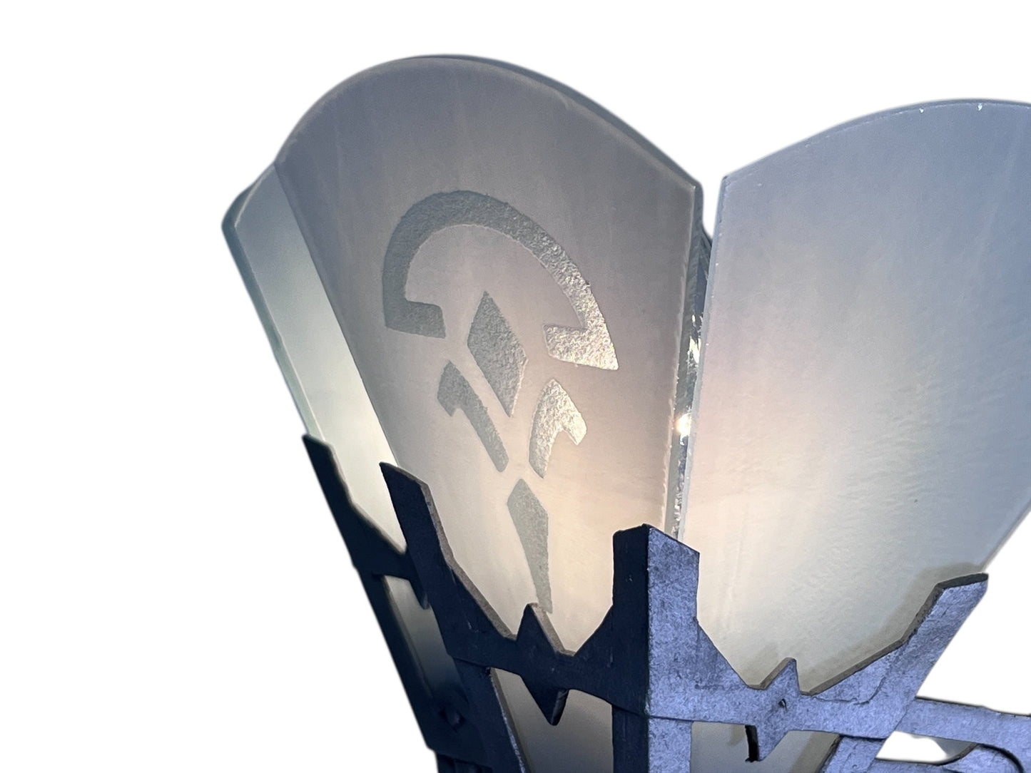 One of TWO Art Deco Chandelier with Flat Panels of Glass for Short Ceilings  #2579