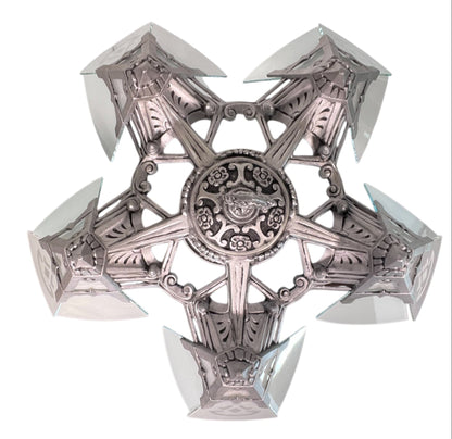 One of TWO Art Deco Chandelier with Flat Panels of Glass for Short Ceilings  #2579