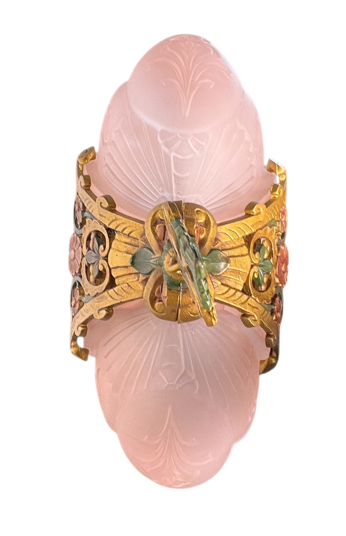 Art Deco Pink Slip Shade 2 Light "La Salle" Pendant #2586