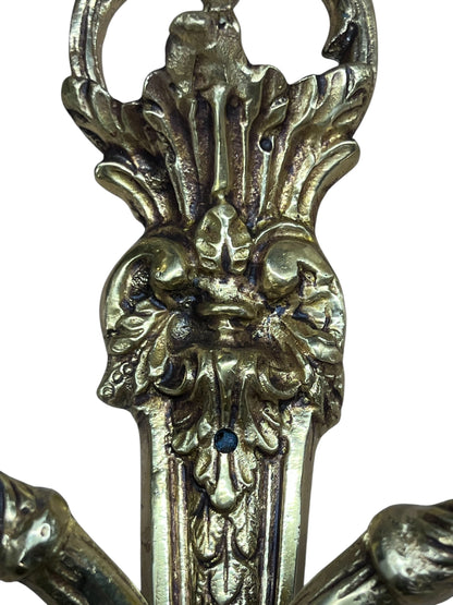 Pair Panel Mounted Wall Sconces in Heavy Cast Brass  #2594