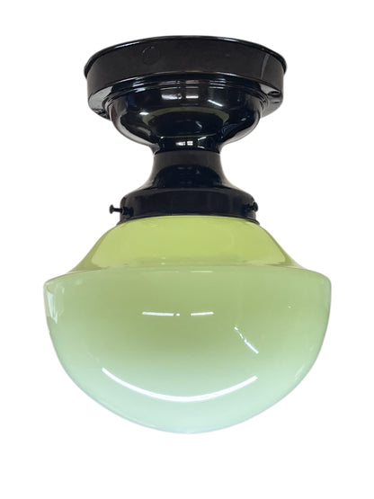 Vaseline Glass Schoolhouse Globe on Original Fitter #2590