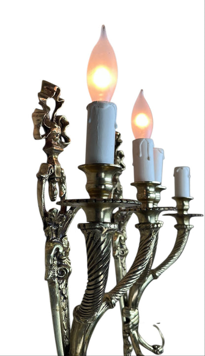 Pair Panel Mounted Wall Sconces in Heavy Cast Brass  #2594