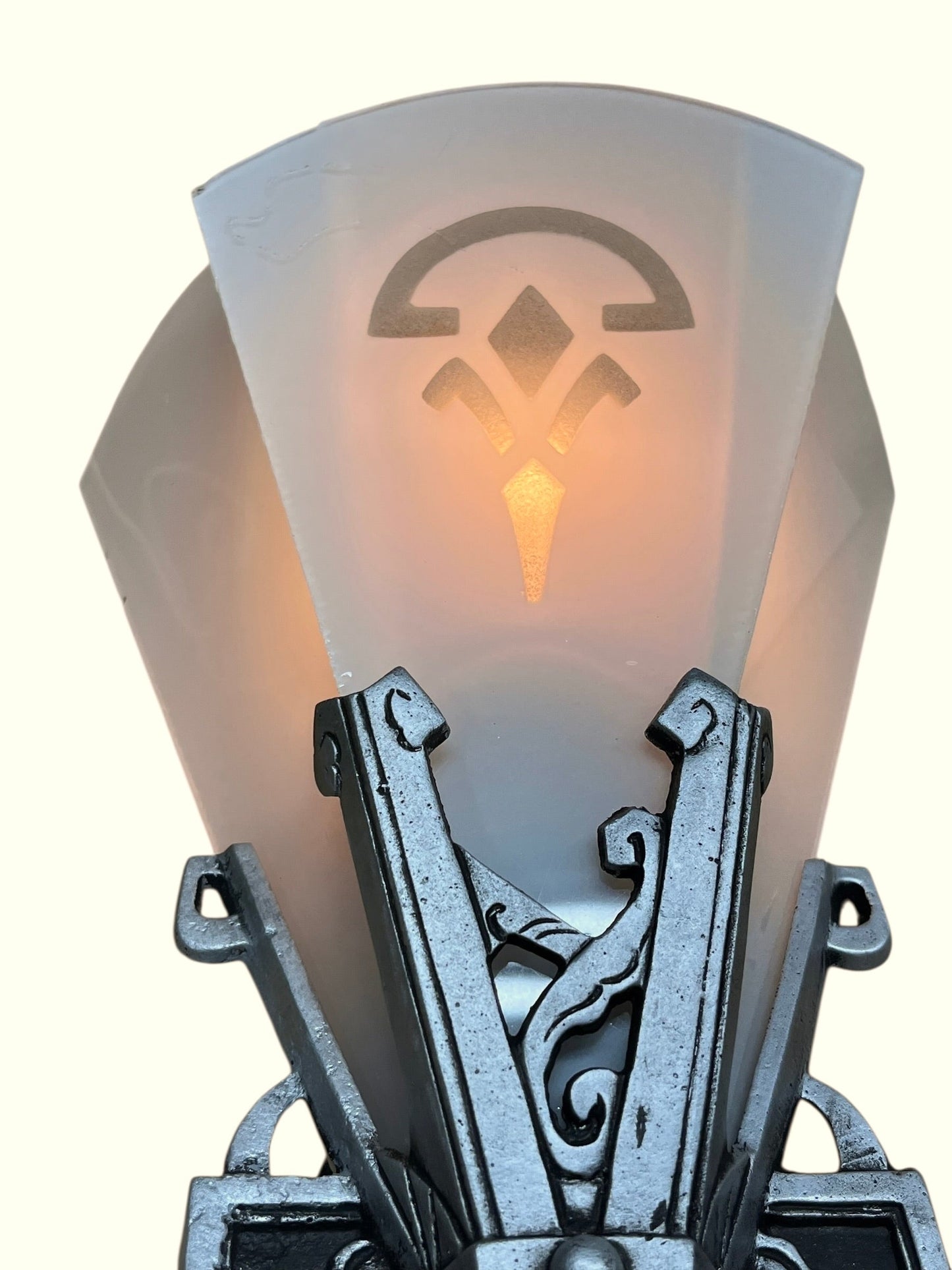 One Pair (of 2) Art Deco Flat Glass Panel Wall Silver and Black Sconces by Lincoln #2581