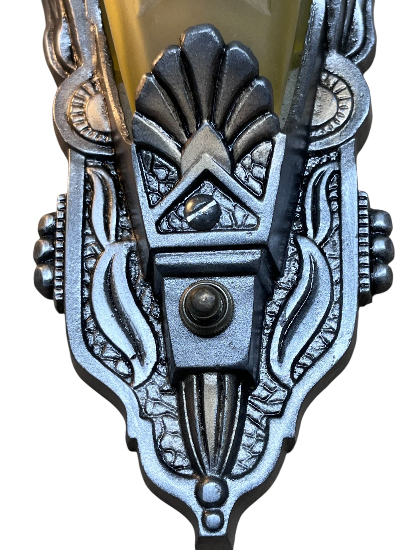 One Pair (of Two) Dark Silver and Gold Amber Slip Shade Wall  Sconces #2583