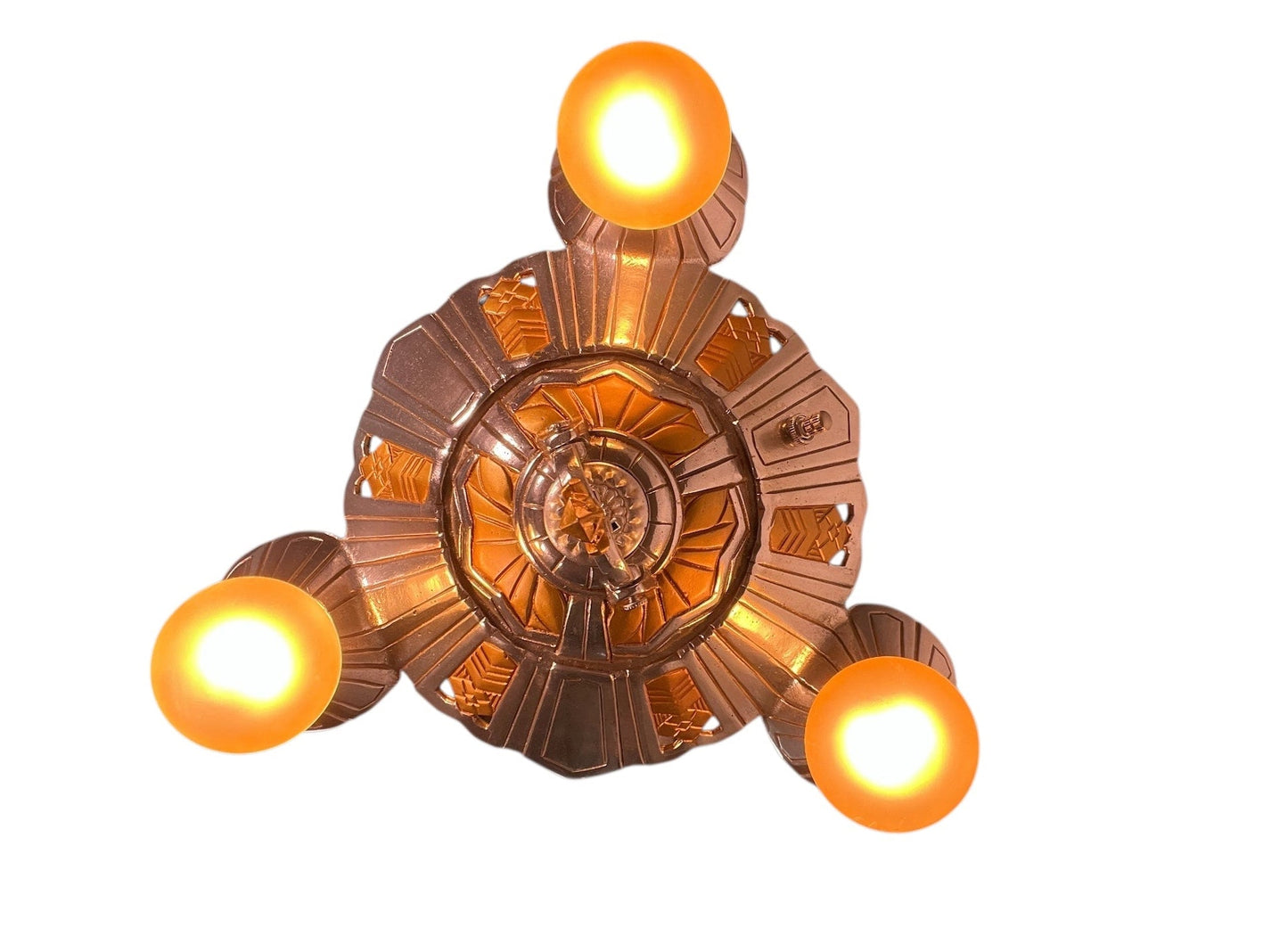 1930s Art Deco  3 Light Hanging Light in Polished Aluminum #2584