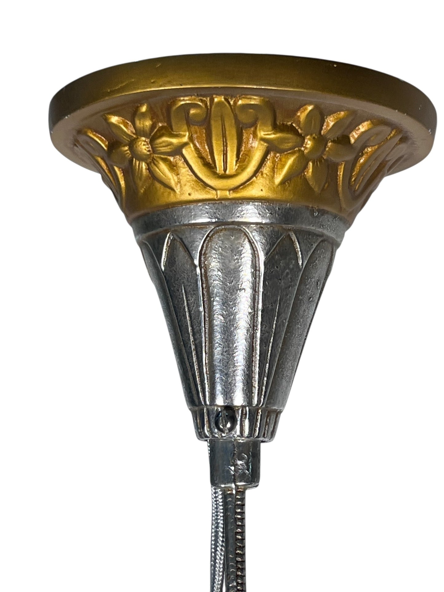 1930s Art Deco  3 Light Hanging Light in Polished Aluminum #2584