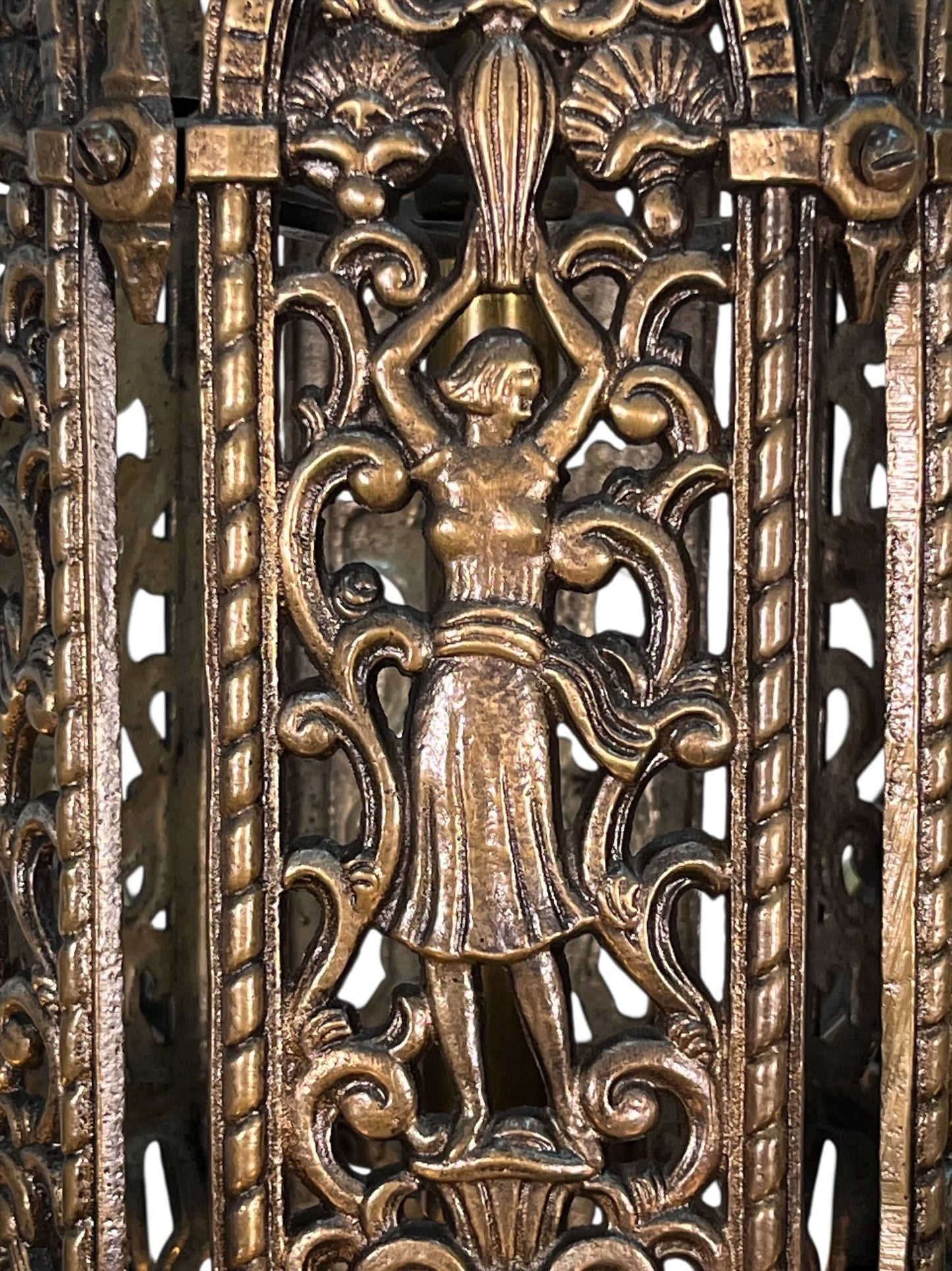 Cast Bronze 6 Light Chandelier with Ladies and Revived Original Finish #2596