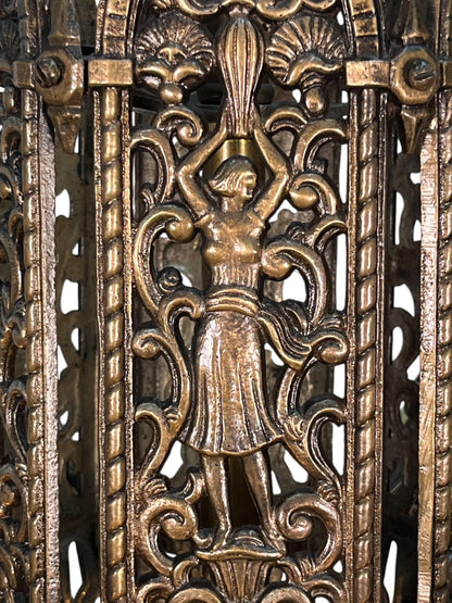 Cast Bronze 6 Light Chandelier with Ladies and Revived Original Finish #2596