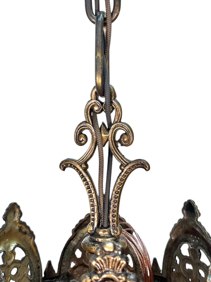Cast Bronze 6 Light Chandelier with Ladies and Revived Original Finish #2596