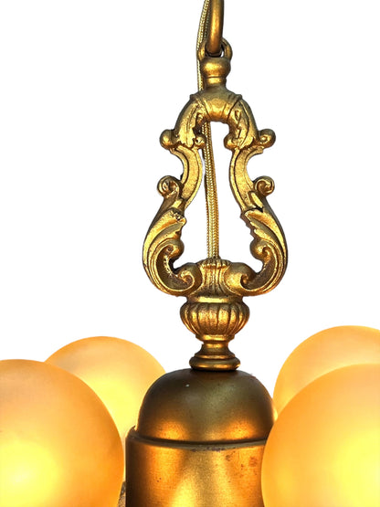 Gold 4 Light Pendants with Original Finish 1920s #2597