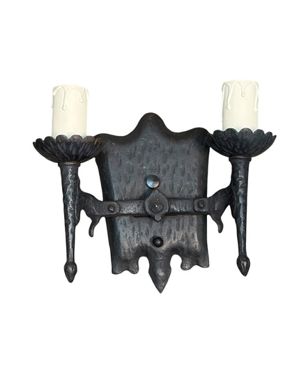 Eight Spanish Revival Wrought Iron Wall Sconces Sold by the Pair #2602